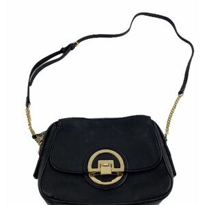 Aldo Women's Crossbody Bag Faux Leather Gold Hardware Chain Strap Black Purse